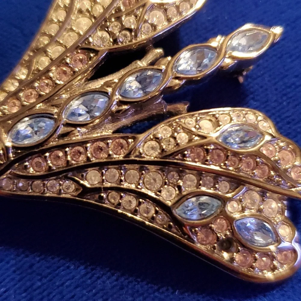 Rare Vintage Swarovski Crystal Art Deco Dragonfly Brooch Pin - Picture 4 of 8